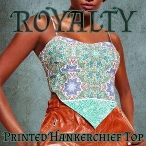 ROYALTY BY MALUMA NWT Floral Printed Back-Tie Adjust. Strap Handkerchief Top